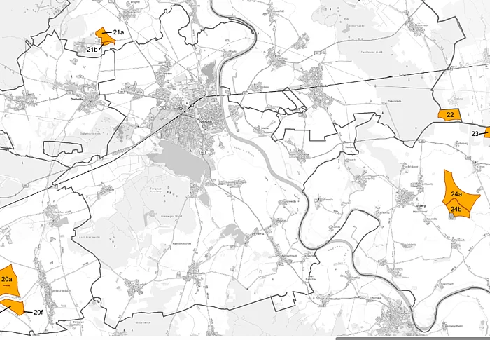Abbildung Teilbereich Stadt Torgau als Auszug Karte 1: Raumordnerische Ausweisungen; Regionaler Planungsverband Leipzig-Westsachsen