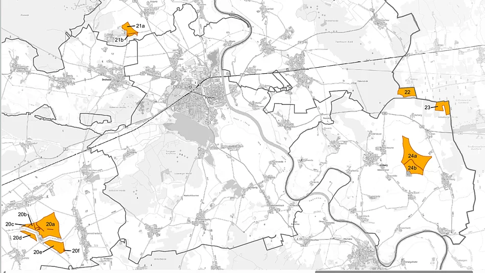 Abbildung Teilbereich Stadt Torgau als Auszug Karte 1: Raumordnerische Ausweisungen; Regionaler Planungsverband Leipzig-Westsachsen
